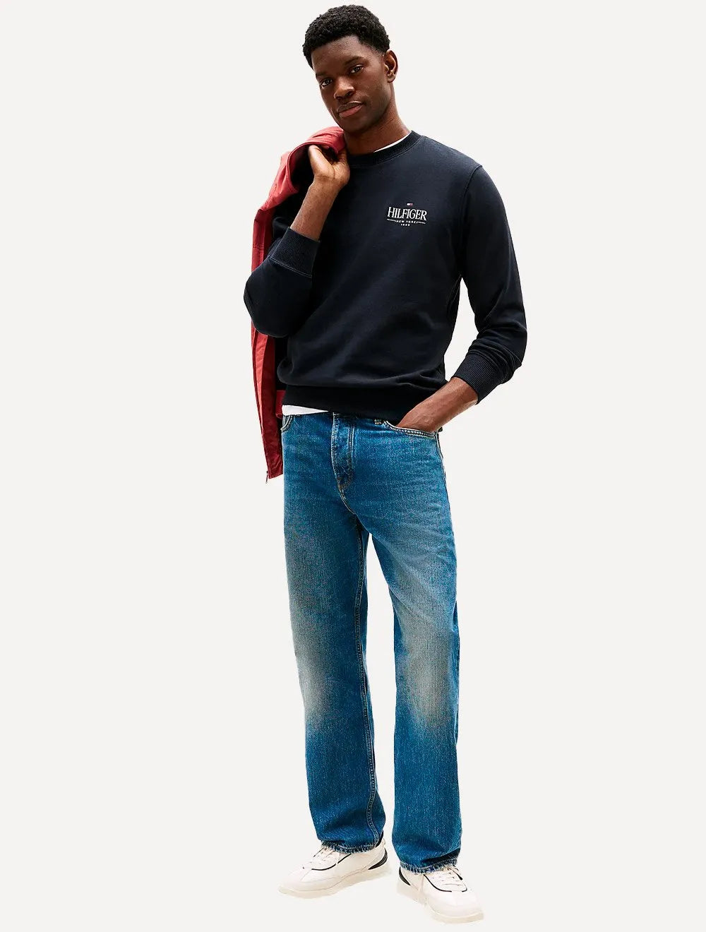 Moletom Tommy Hilfiger Masculino Stacked Sweatshirt Azul Marinho