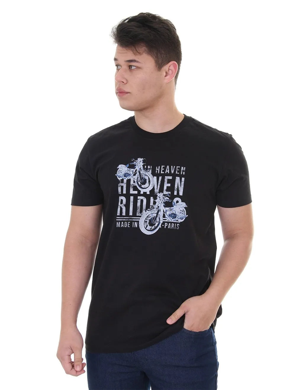 Camiseta John John Masculina Regular Moto Heaven Riders Preta