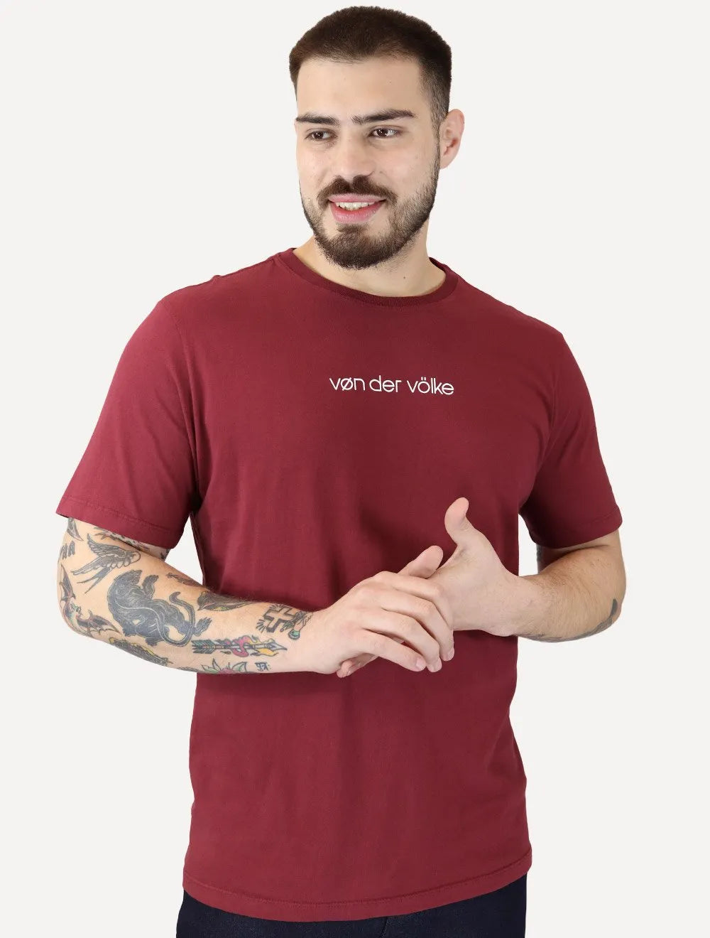 Camiseta Von der Volke Masculina Origineel Linear Brand Marsala