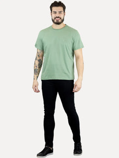 Camiseta Ellus Masculina Cotton Fine Easa Duocolor Verde Claro