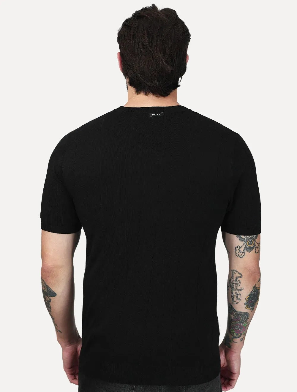 Camiseta Dixen Masculina Tricot Manga Curta Gola Careca Preta