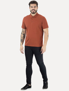 Polo Ellus Masculina Piquet Classic Easa Terracota