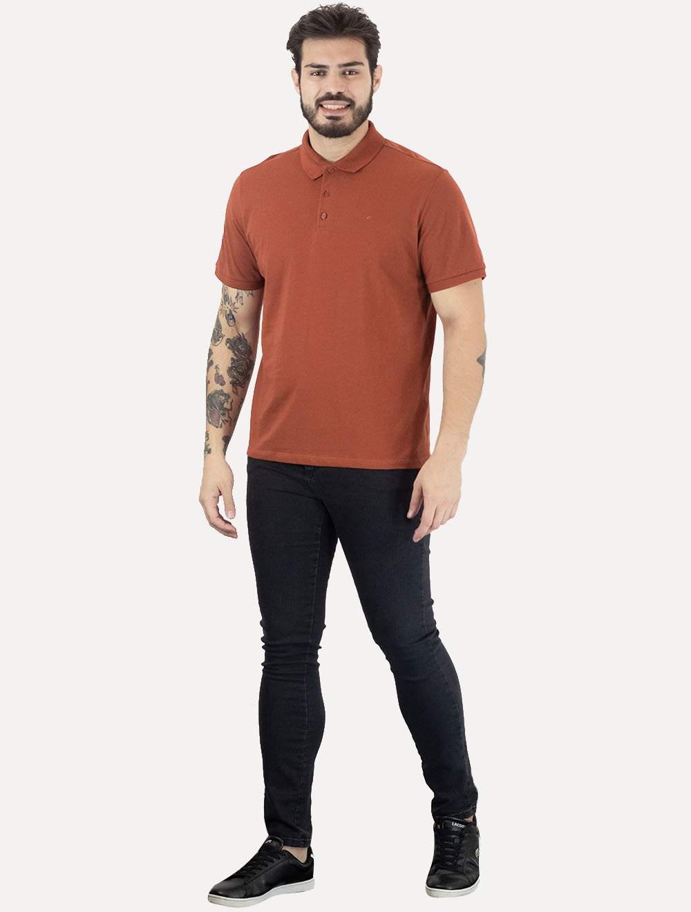 Polo Ellus Masculina Piquet Classic Easa Terracota
