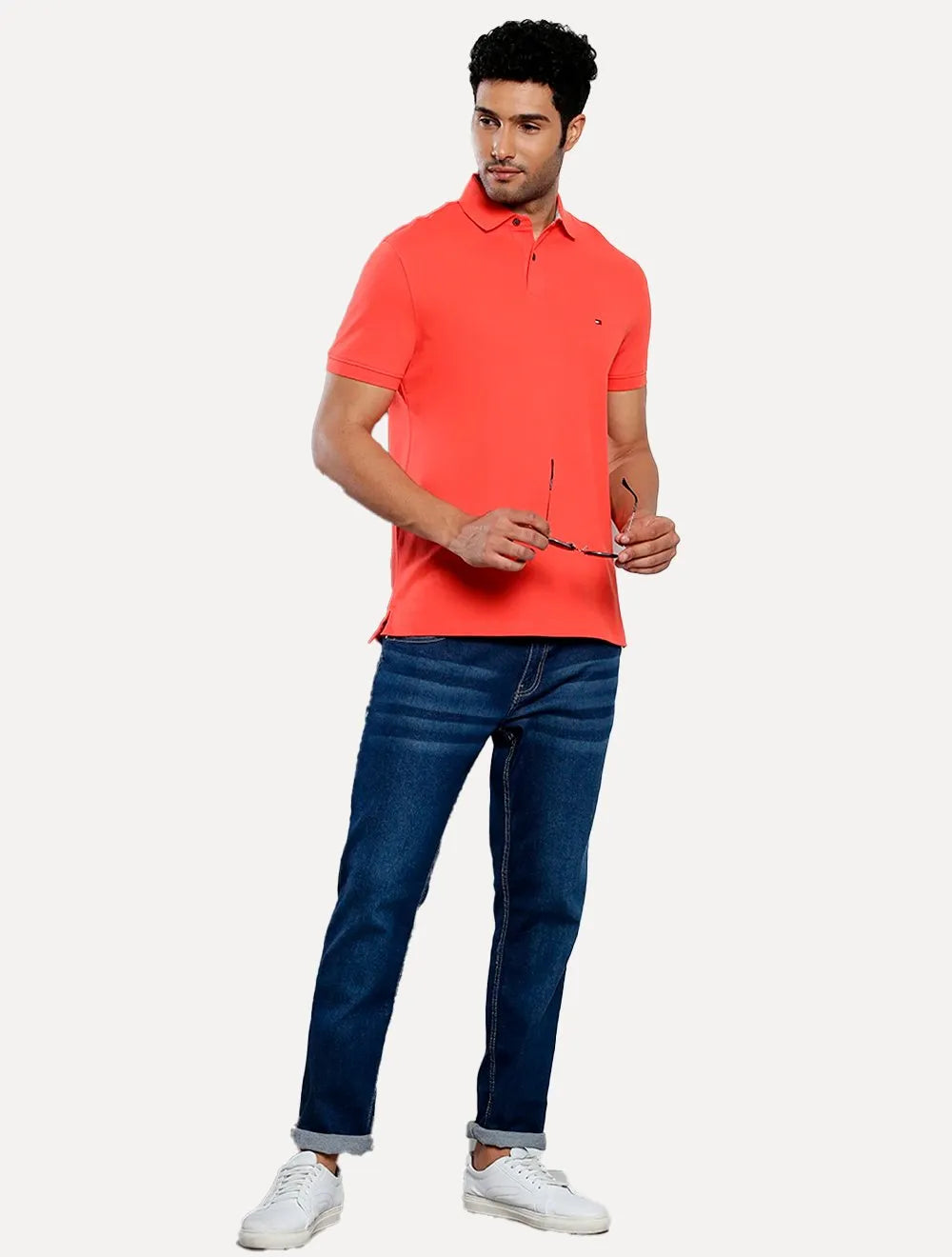 Polo Tommy Hilfiger Masculina Regular Piquet 1985 Laranja