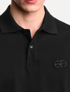 Camisa Polo Empório Armani Masculina Embossed EA Logo Embroidery Preta