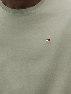 Camiseta Tommy Jeans Masculina Regular Jersey C-Neck Flag Verde Musgo
