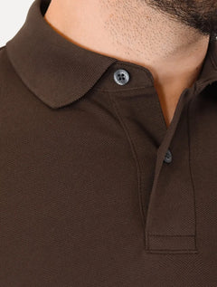 Polo Tommy Hilfiger Masculina Regular Piquet 1985 Marrom Escuro