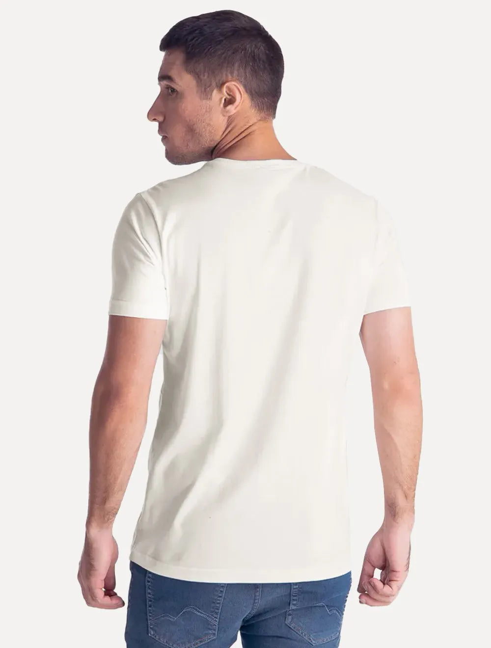 Camiseta King & Joe Masculina Slim Basic Black Small Logo Off-White