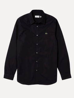 Camisa Lacoste Masculina Slim Fit Popeline Stretch Preta