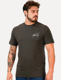 Camiseta Tommy Jeans Masculina Embroidered Signature Chumbo