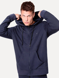 Moletom Ellus Masculino Hoodie Full Zip Logo Azul Marinho