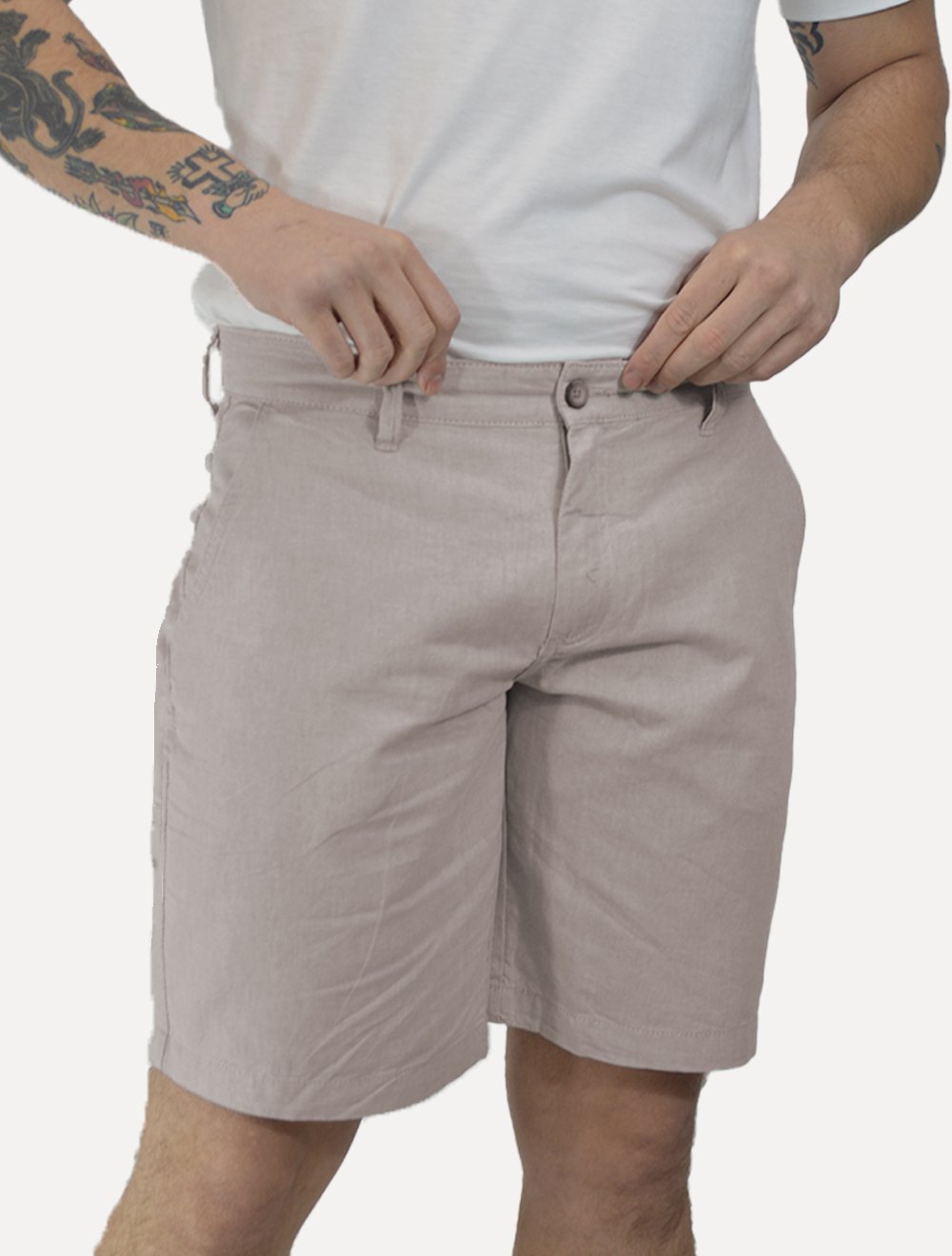 Bermuda Sergio K Masculina Chino Sarja Elastano Cinza
