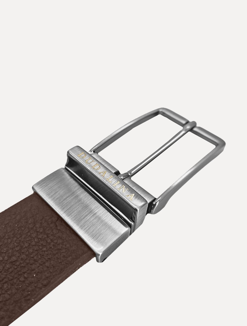 Cinto Dudalina Masculino Couro Dupla Face Grain Marrom Café