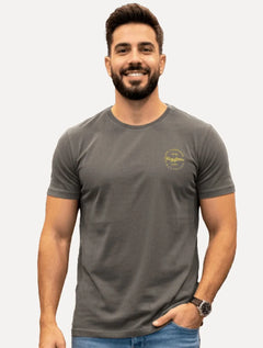 Camiseta King & Joe Masculina Signature Circle Estonada Peito Cinza