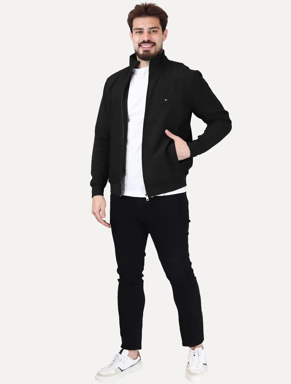 Jaqueta Tommy Hilfiger Essential Intechno Mix Zip Preto