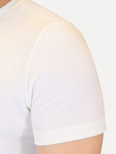 Camiseta Calvin Klein Masculina Canelada Mono Logo Off White