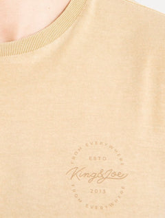Camiseta King & Joe Masculina Signature Circle Estonada Peito Marrom Claro
