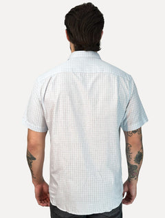 Camisa Dudalina Masculina Manga Curta Slim Confort Superfine Cotton Listrada Azul Claro