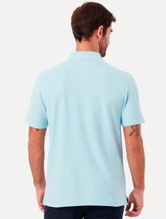 Polo Original Penguin Masculina Piquet Lisa Patch Azul Claro