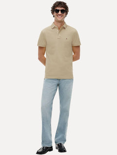 Polo Tommy Hilfiger Masculina Slim Piquet 1985 Cáqui Claro