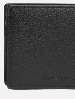 Carteira Tommy Hilfiger Porta Cartão Couro Logo Central Mini CC Wallet Preta