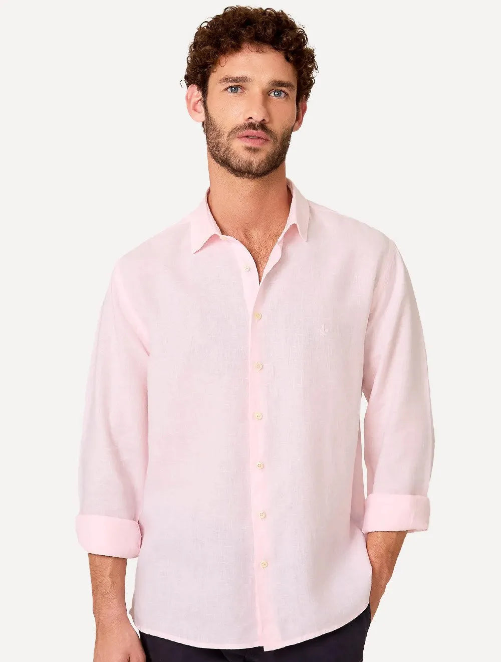 Camisa Dudalina Masculina Slim Tricoline Lisa Rosa