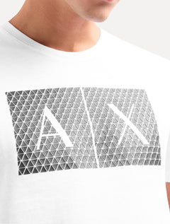 Camiseta Armani Exchange Masculina Slim Fit com Logo Gráfico Branca