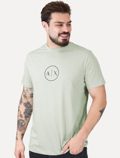 Camiseta Armani Exchange Masculina Regular Circle AX Logo Verde Claro