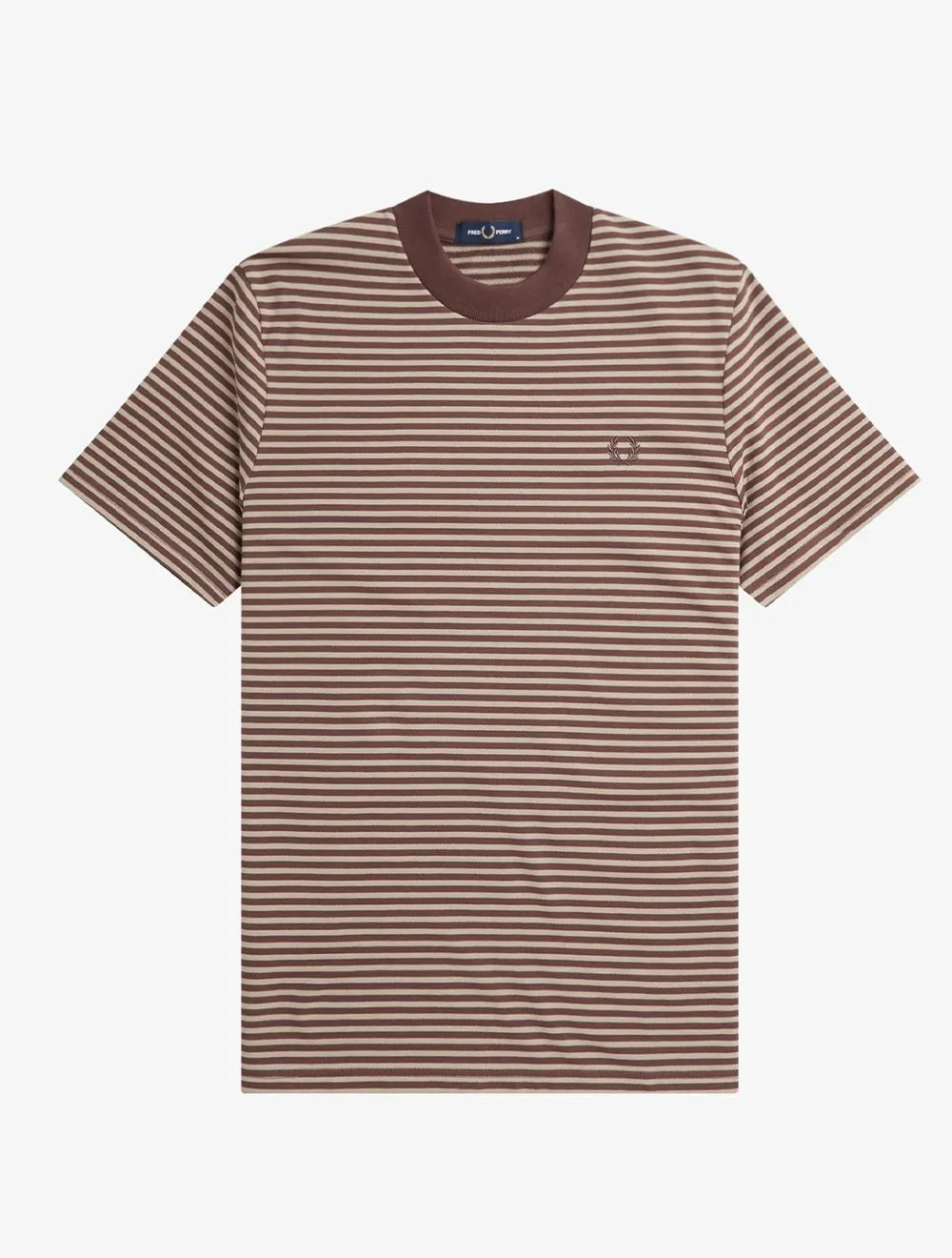 Camiseta Fred Perry Masculina Fine Stripe Heavy Weight Tee Marrom/Caqui