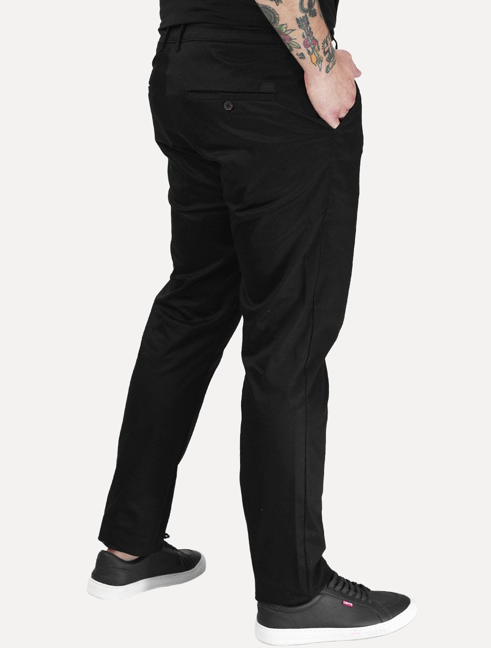 Calça K&J Black Masculina Alfaiataria Cetim Comfort Flex Preto