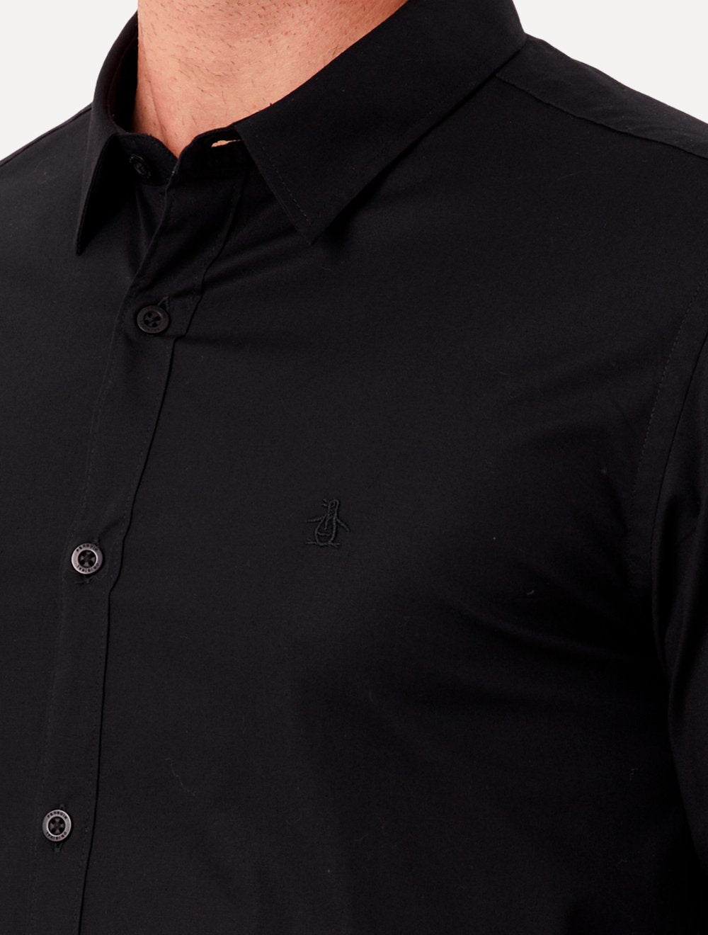 Camisa Original Penguin Masculina Regular Tricoline Bordado Preta