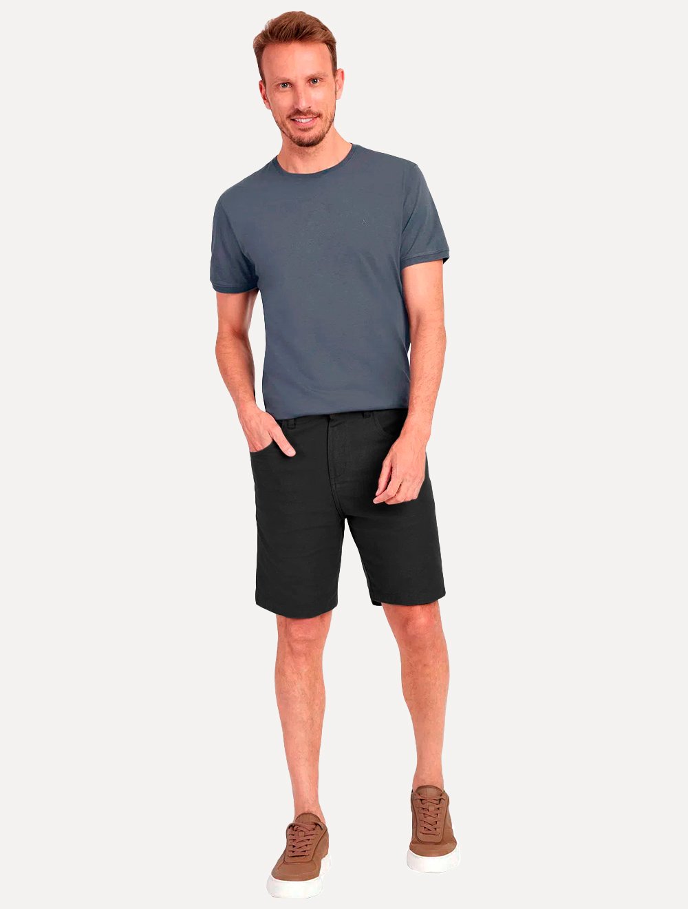 Bermuda Aramis Masculina Five Pockets Linen Like Preta