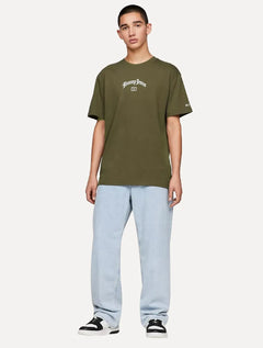 Camiseta Tommy Jeans Masculina Regular Grunge Arch Verde Militar
