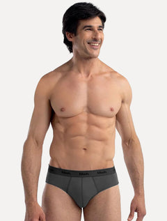 Cueca Mash Slip Cotton Basic Chumbo