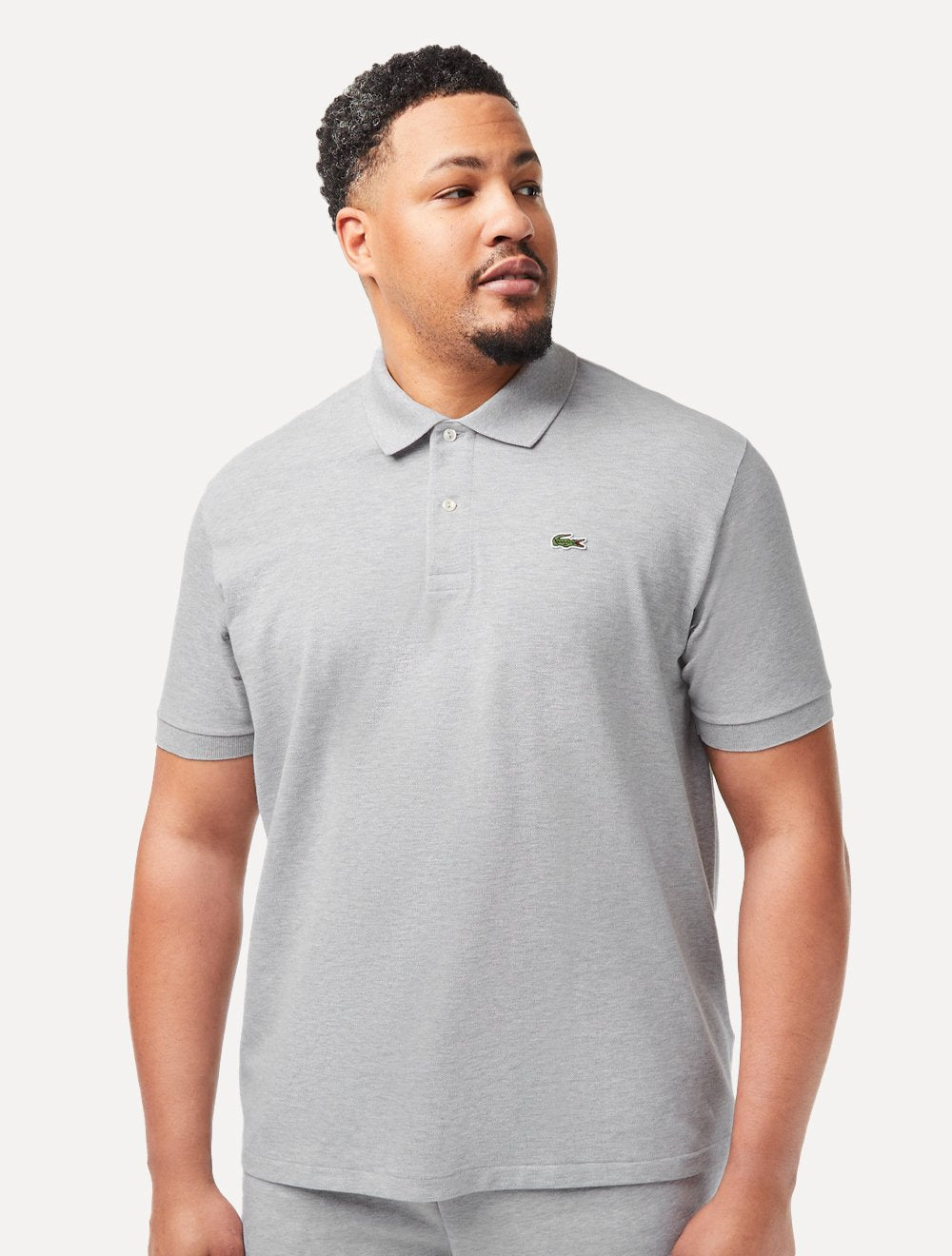 Polo Lacoste Masculina Classic Fit Mescla Cinza Mescla Claro