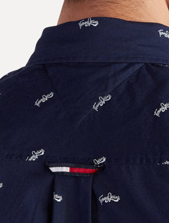 Camisa Tommy Jeans Regular College Pop Dobby Azul Marinho