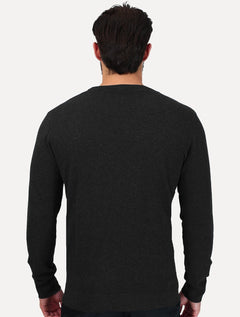 Blusa Aramis Masculina Tricot Gola Careca Preta Mescla