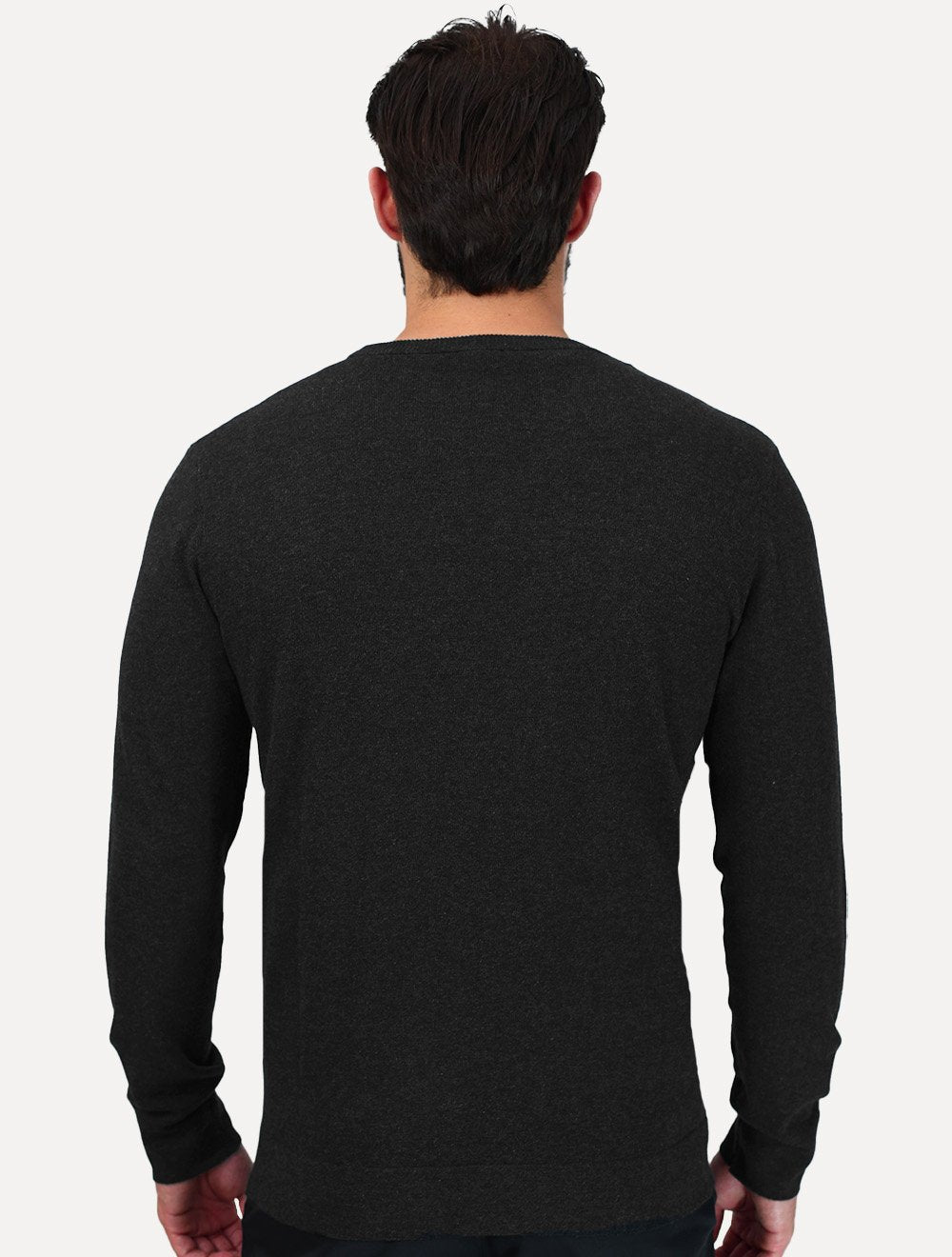 Blusa Aramis Masculina Tricot Gola Careca Preta Mescla