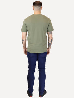Camiseta Tommy Jeans Masculina Classic Linear Embroidered Chest Verde Militar
