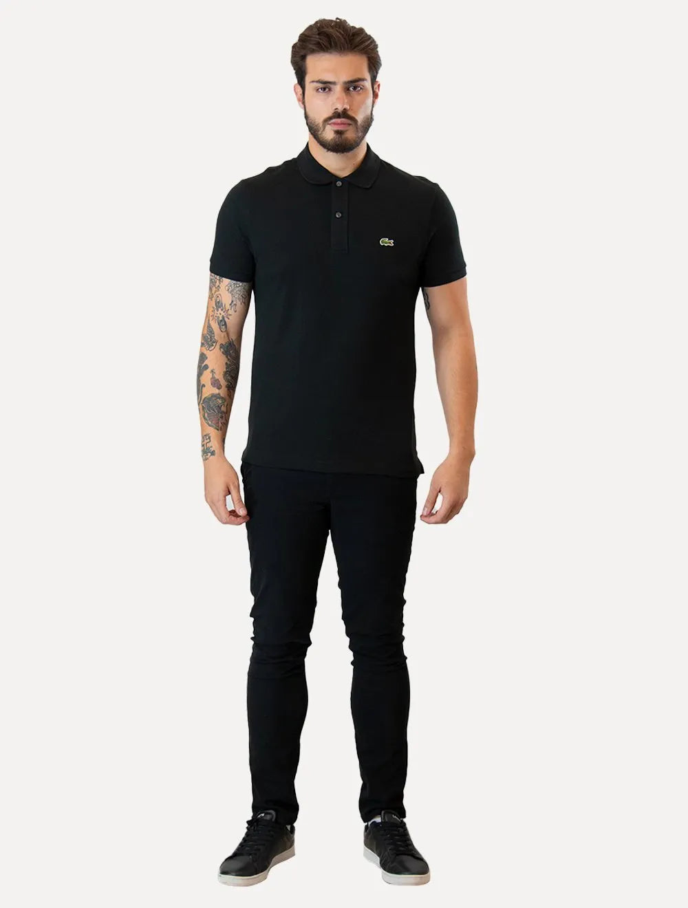 Polo Lacoste Masculina Slim Fit Petit Piquet Preta