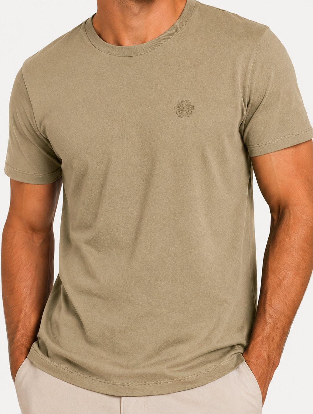 Camiseta John John Masculina Regular Fit Light Transfer Cáqui