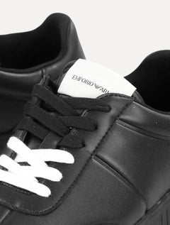 Tênis Empório Armani Masculino Couro Liso Preto