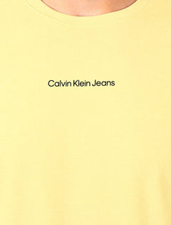 Camiseta Calvin Klein Jeans Masculina Institutional New Logo Amarelo Claro
