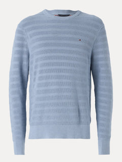 Suéter Tommy Jeans Masculino C-Neck Stripe Structured Azul Médio