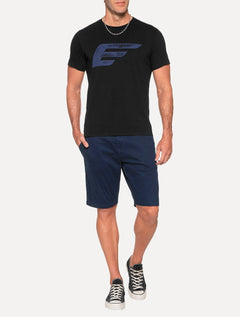 Camiseta Ellus Masculina Cotton Fine Blue Maxi Logo Classic Preta