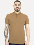 Polo Calvin Klein Masculina Piquet Slim Básica Havana Cáqui Mescla
