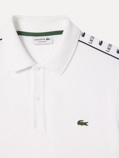 Polo Lacoste Masculina Piquet Stripe Stretch Branca