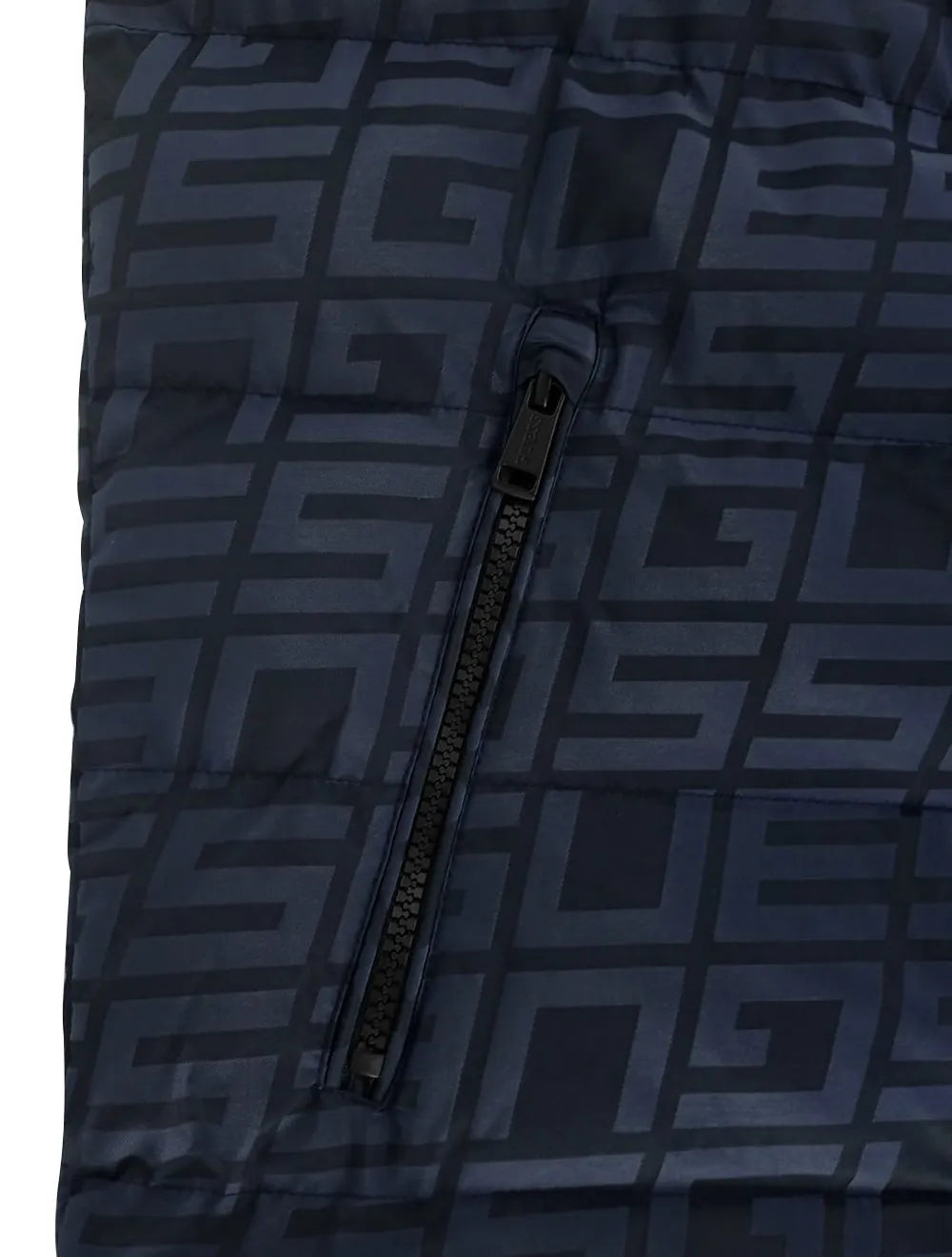 Jaqueta Guess Masculina Hoodie Allover Logo Puffer Azul Marinho