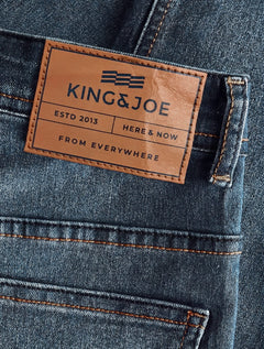 Calça King & Joe Jeans Masculina Flex Denim Dark Blue Skinny Azul Médio