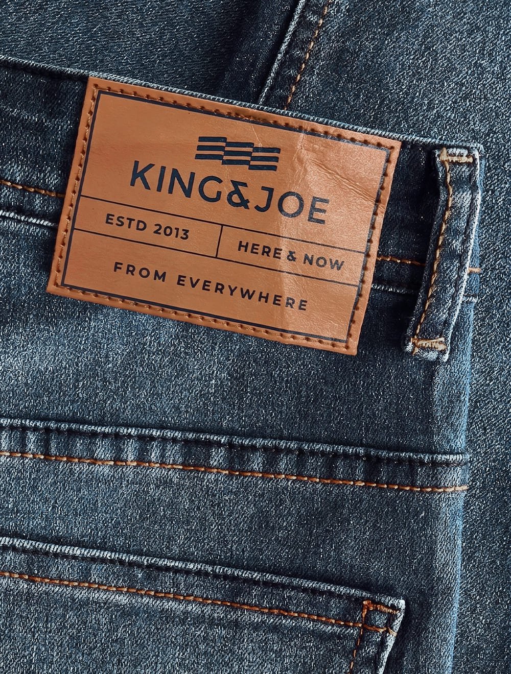 Calça King & Joe Jeans Masculina Flex Denim Dark Blue Skinny Azul Médio